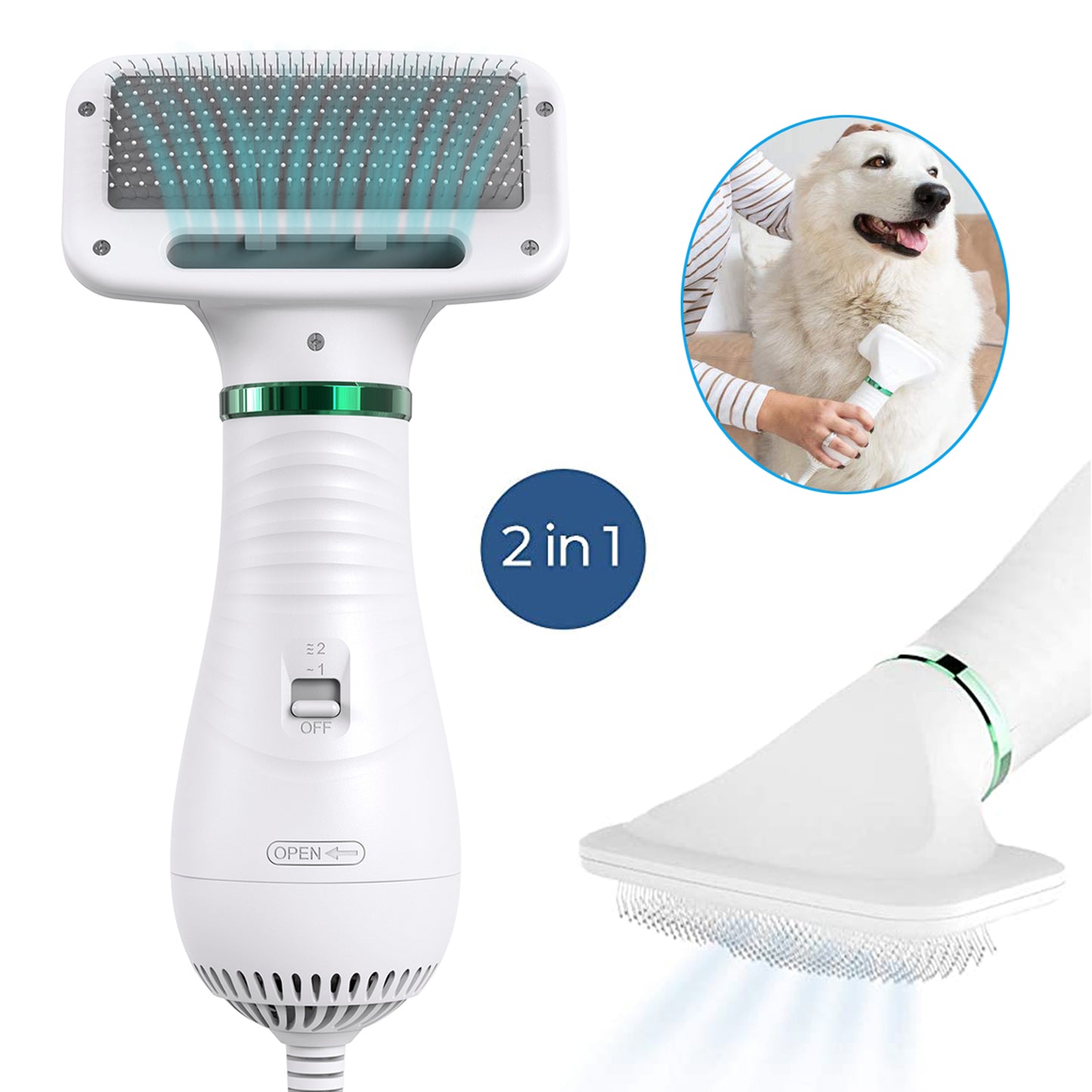 Portable Pet Hair Blower and Grooming Brush