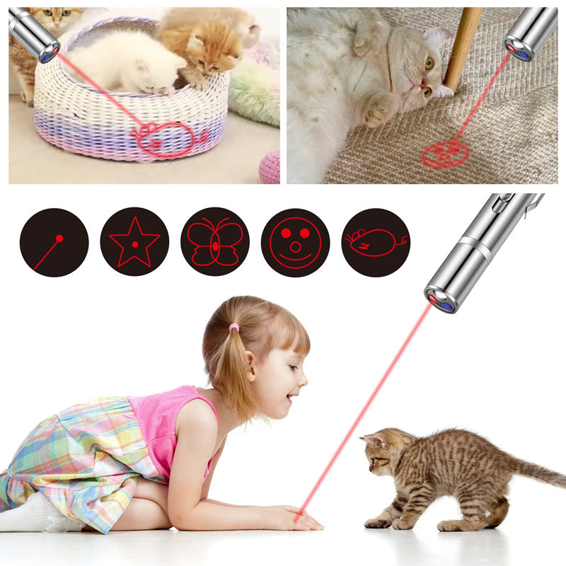 USB Charging Laser Teasing Cat Stick Multifunctional Pet Supplies Laser Light Pattern Infrared Projection Cat Toy