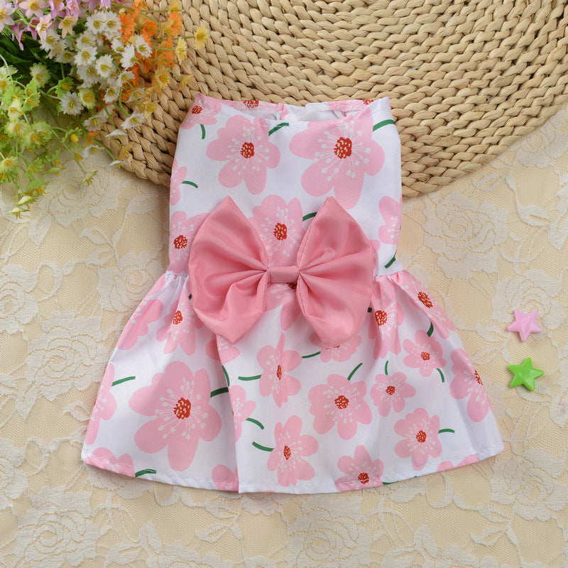 Skirt Ribbon Floral Dress for Cats and Dogs