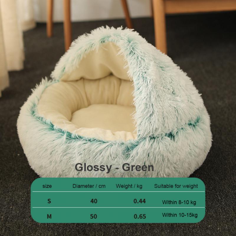 Hooded Calming Plush Bed for Cats