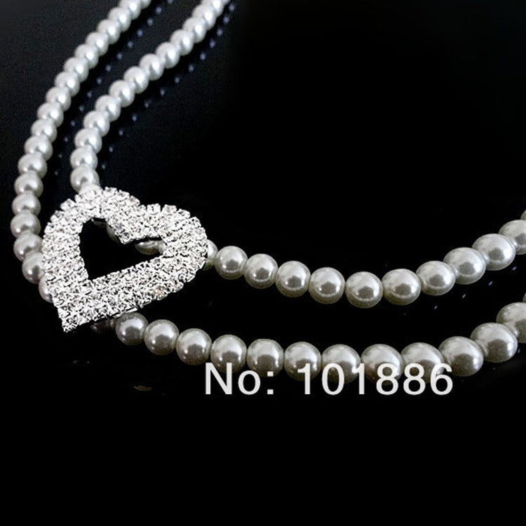 Pearl Heart Rhinestone Necklace