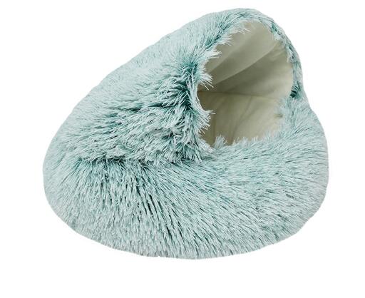 Hooded Calming Plush Bed for Cats