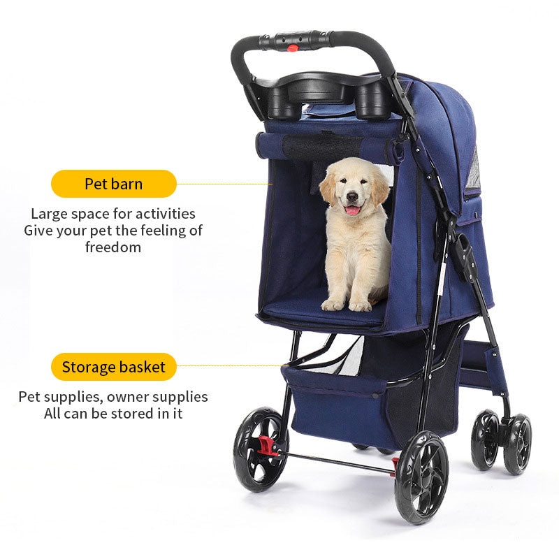 Pet Summer Cat Cart Light Dog Folding Pet Cart Four Wheeled Dog Travel