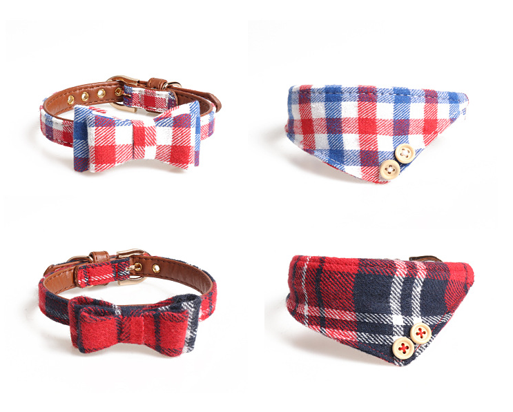 Plaid Bow Collar Triangle Scarf