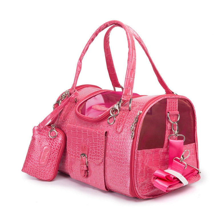 Leather Crocodile Skin Pet Carrier