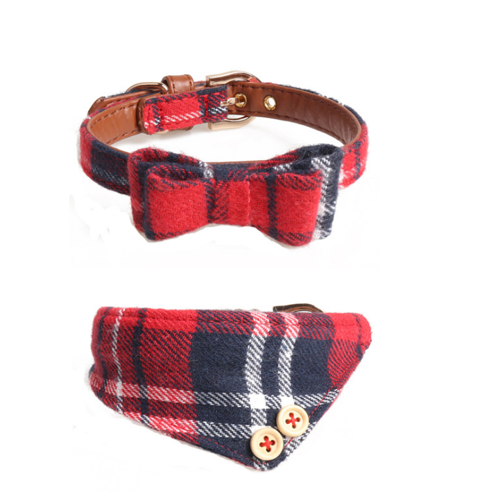 Plaid Bow Collar Triangle Scarf