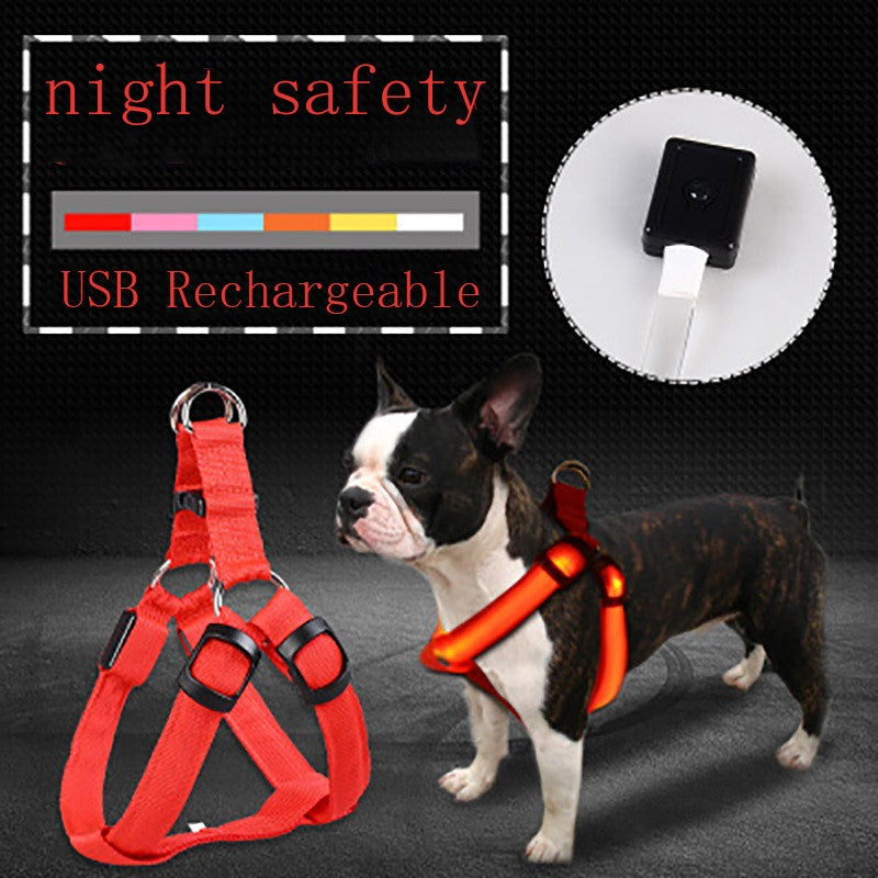 Rechargeable Led Luminescent Chest Strap for Dogs