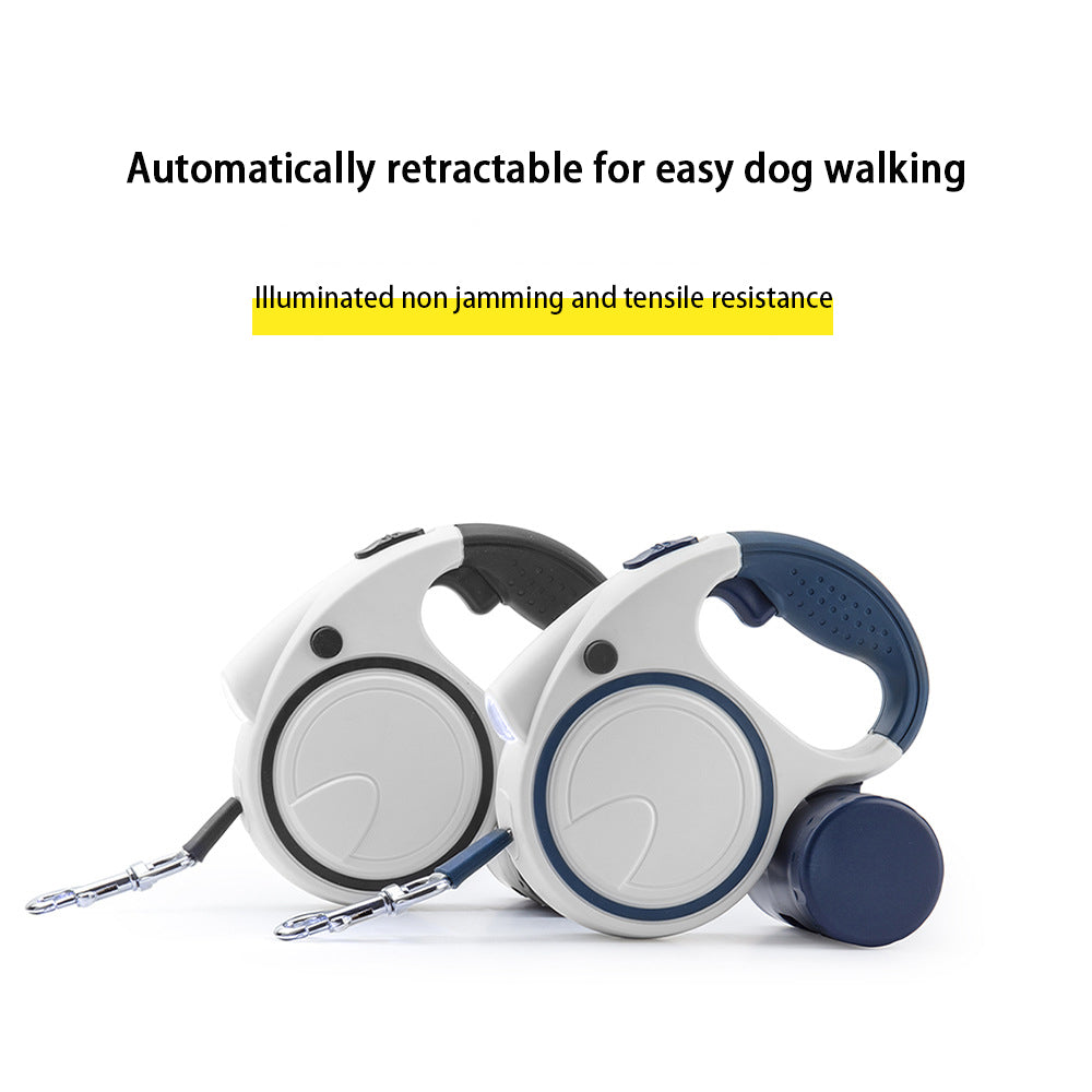 Retractable LED Leash Device with Flashlight