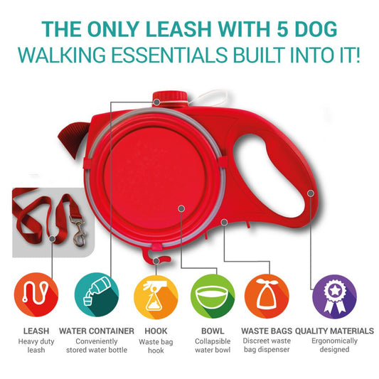 Multi-functional Dog Leash with Buil-In Watter Bottle