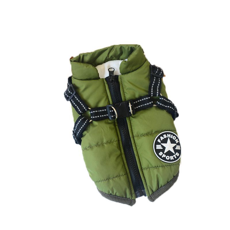 Pet Clothes Autumn And Winter New Waterproof Warm Dog Cotton Coat Winter Ski Suit Chest Back Integrated Cotton Vest