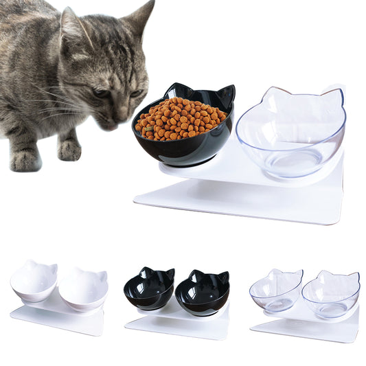 Transparent and Black Pair Cat Feeder