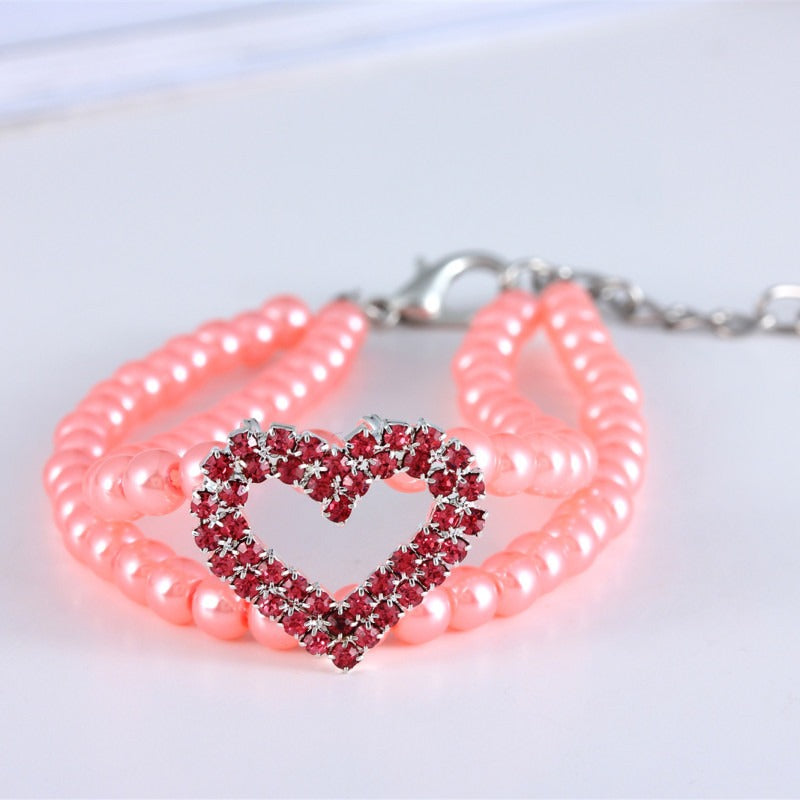 Pearl Heart Rhinestone Necklace