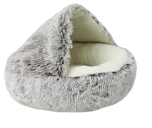 Hooded Calming Plush Bed for Cats