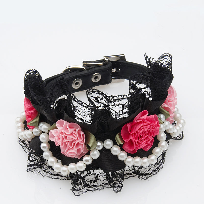 Goth Floral Buckle Collar