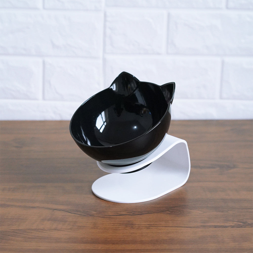 Transparent and Black Pair Cat Feeder