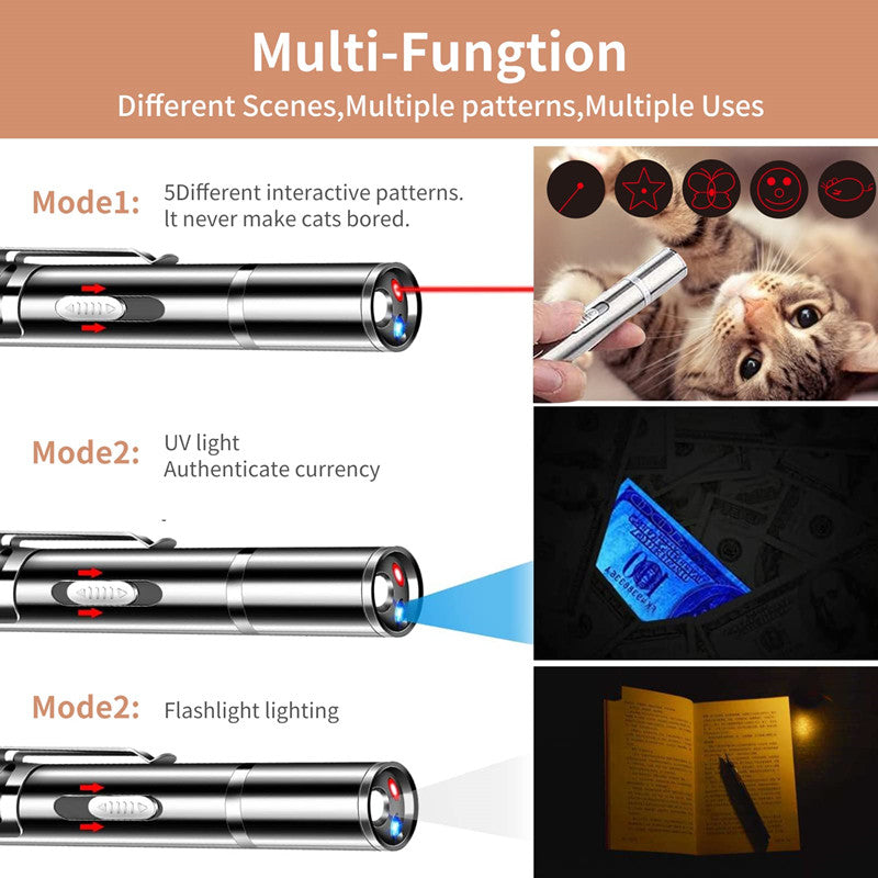 USB Charging Laser Teasing Cat Stick Multifunctional Pet Supplies Laser Light Pattern Infrared Projection Cat Toy