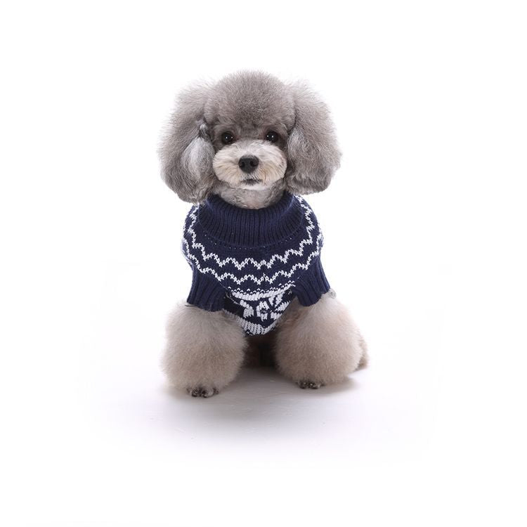 Winter New Pet Clothes Snowflake Wave Sweater Dog Warm Winter Clothes