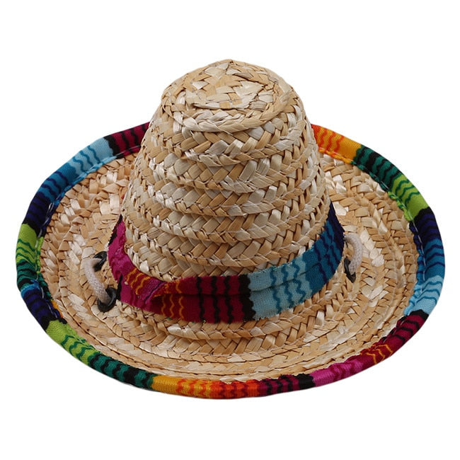 Mexican Hat Pet Buckle Multicolor Straw