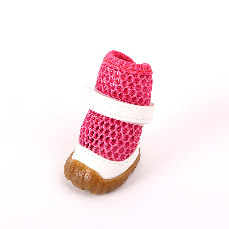 Pet Summer Hollow Puppy Dog Teddy Shoes Breathable Mesh 4pcs