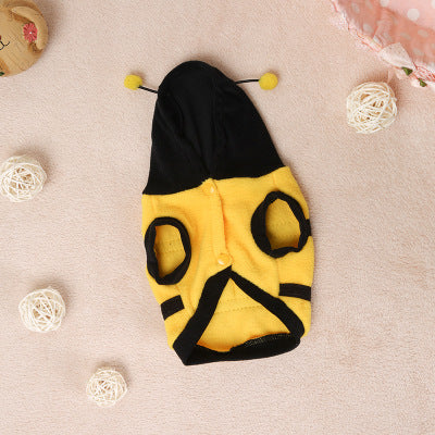 Pet Clothes Cute Bee Dress Dog Clothes Teddy Two-legged Dog Clothes Hooded Fleece