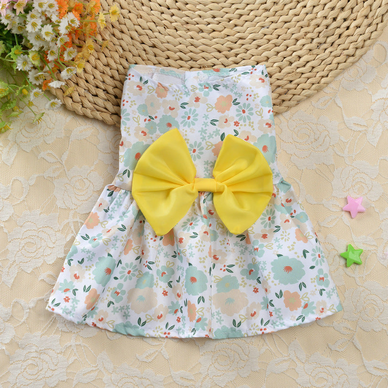 Skirt Ribbon Floral Dress for Cats and Dogs