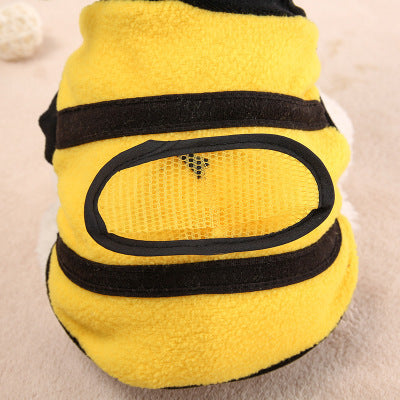 Pet Clothes Cute Bee Dress Dog Clothes Teddy Two-legged Dog Clothes Hooded Fleece