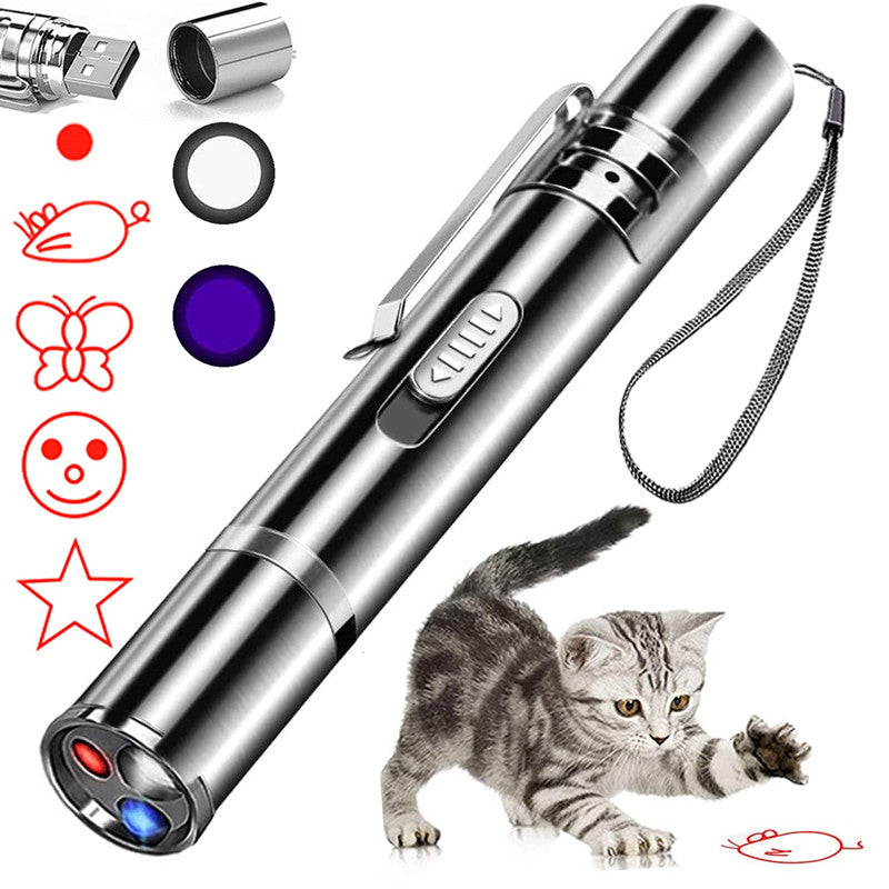 USB Charging Laser Teasing Cat Stick Multifunctional Pet Supplies Laser Light Pattern Infrared Projection Cat Toy