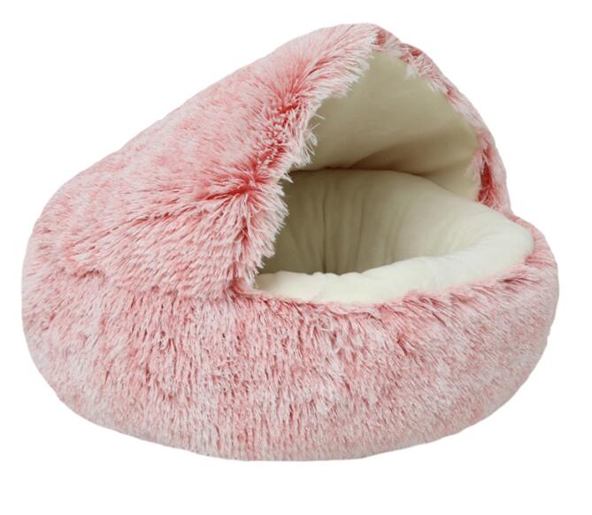 Hooded Calming Plush Bed for Cats