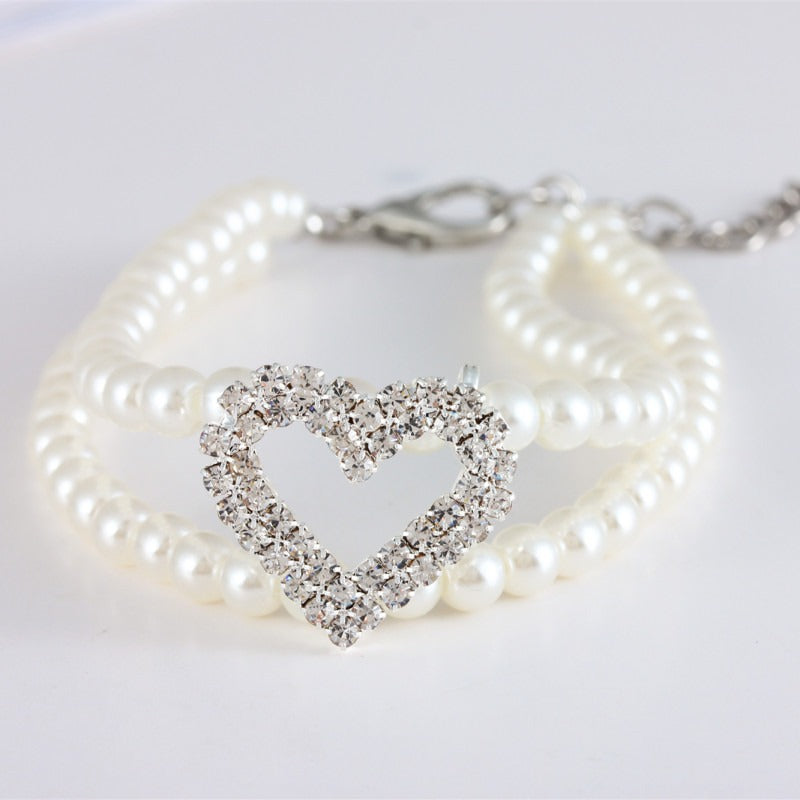 Pearl Heart Rhinestone Necklace