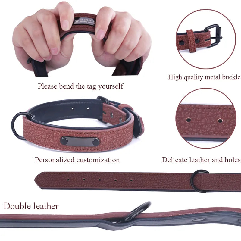 Adjustable Personalized Leather Collar