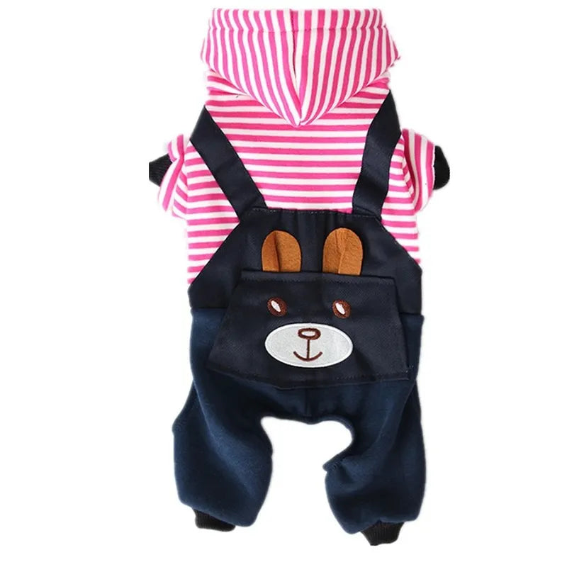 Striped Dog Clothes Casual Wear with Hoodie