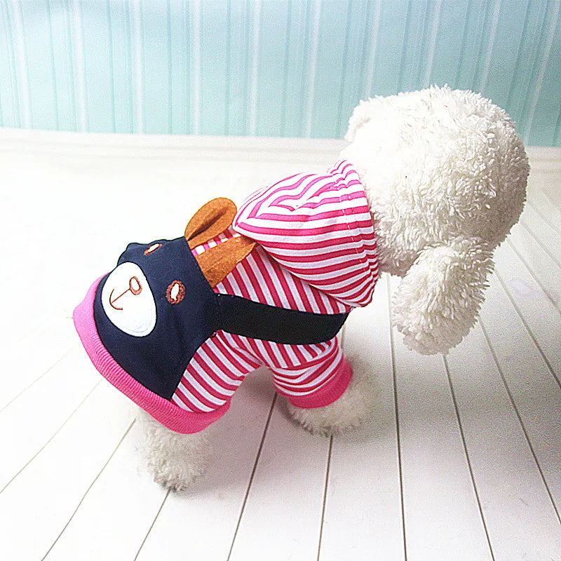 Striped Dog Clothes Casual Wear with Hoodie