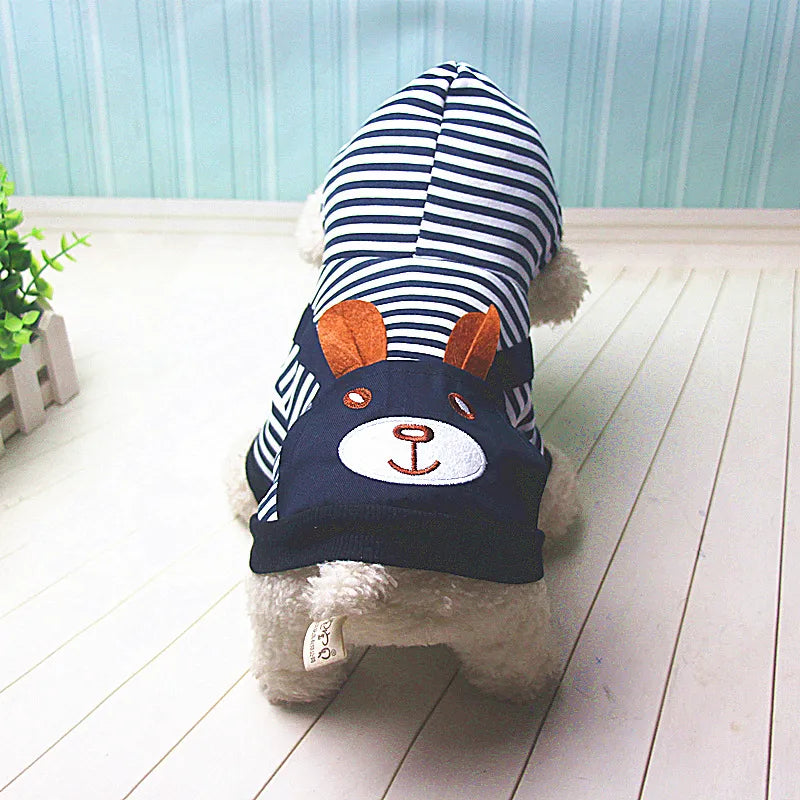 Striped Dog Clothes Casual Wear with Hoodie